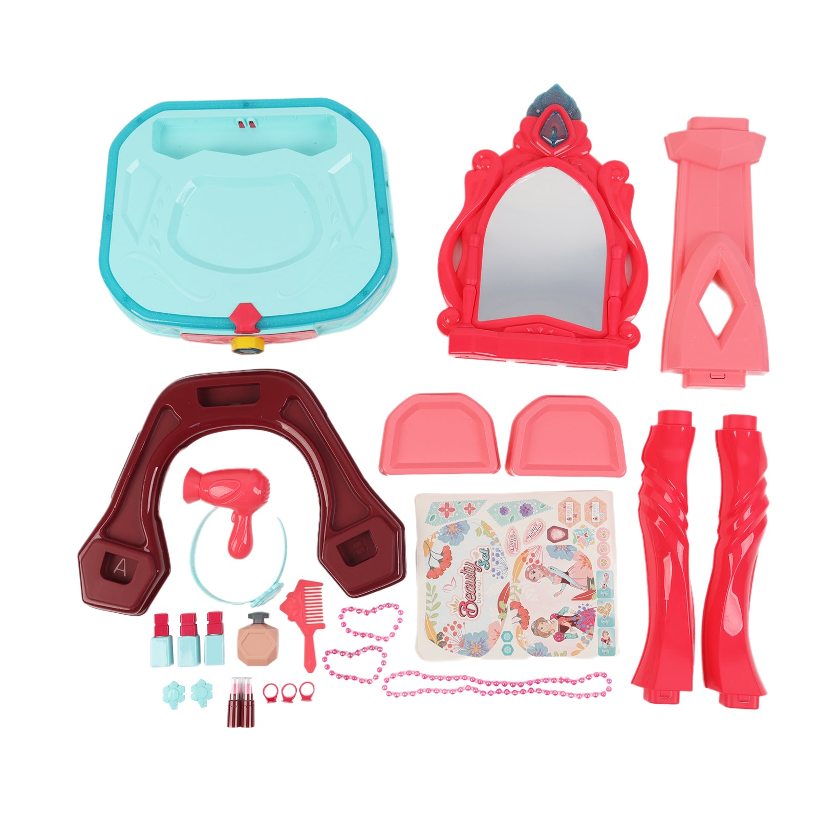 Girls Makeup Dressing Table Vanity Set Mirror Fashion Princess Pretend Play Pink