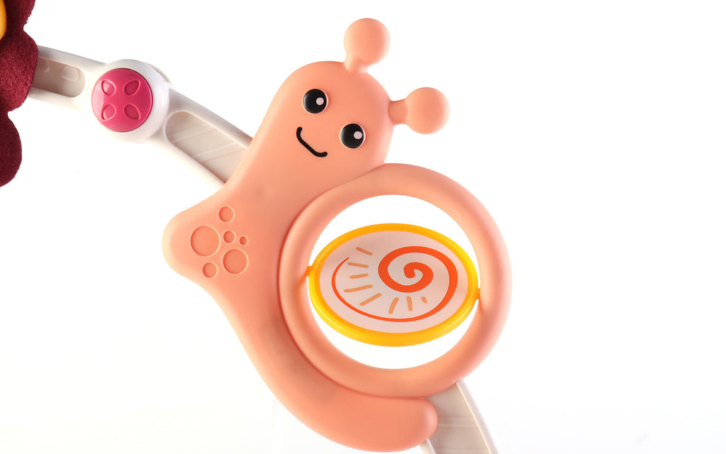 Baby Pram Play Arch Toy - Clip on Cot Activity Bar for Babies with Rattle Mirror