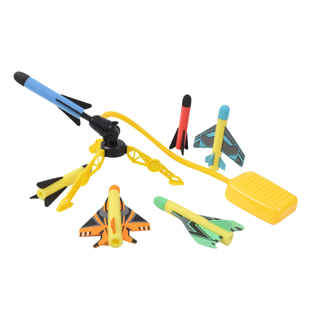 6pcs Foam Rocket Launcher Toy Kids Outdoor Garden Game with Rockets & Planes
