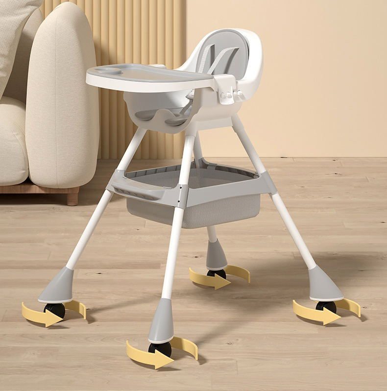 Baby Toddler High Chair Feeding Dining Tray Adjustable Height Multipurpose Grey