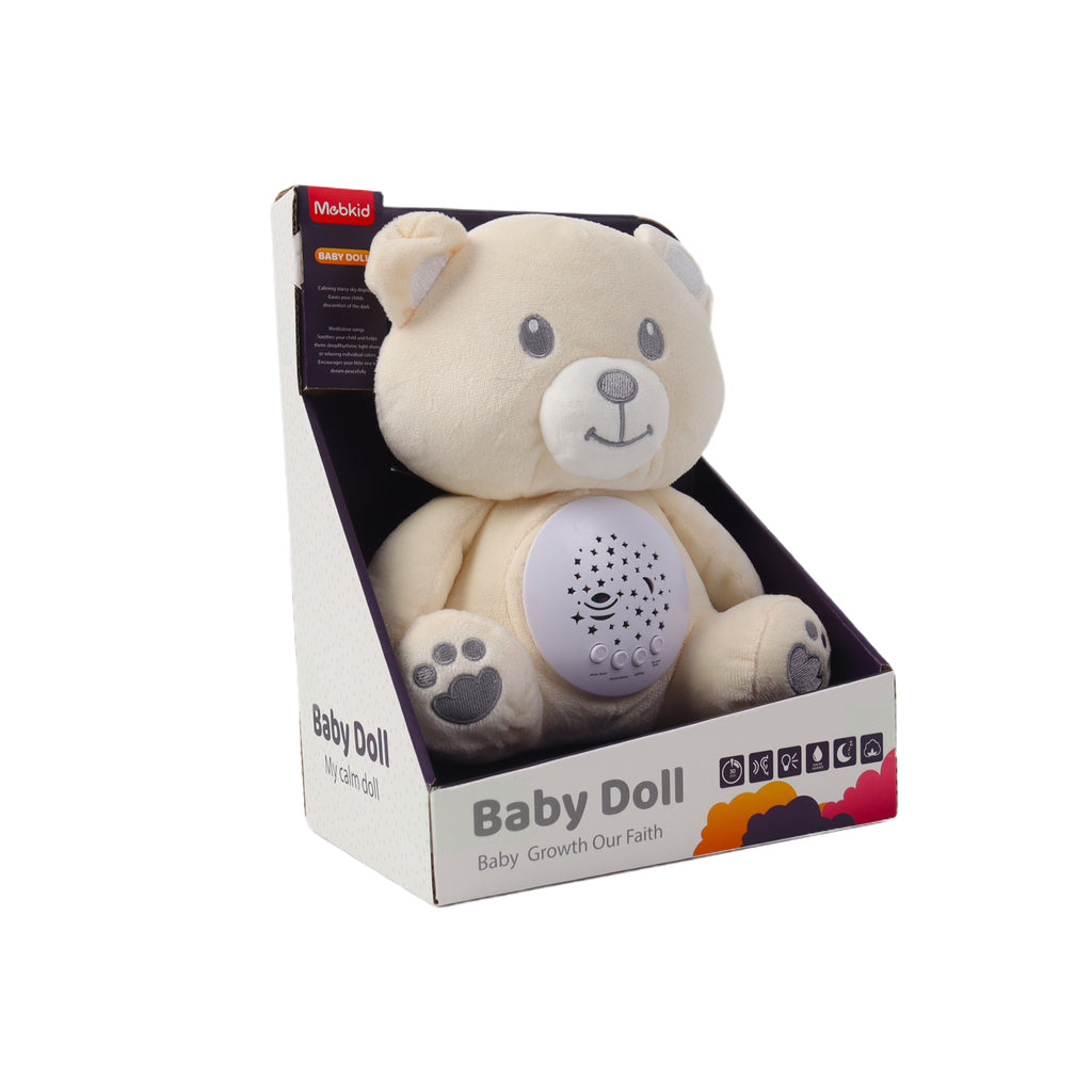 Baby Sleep Aid Plush, Night Light Projector with Starry Display and Soothing Sounds