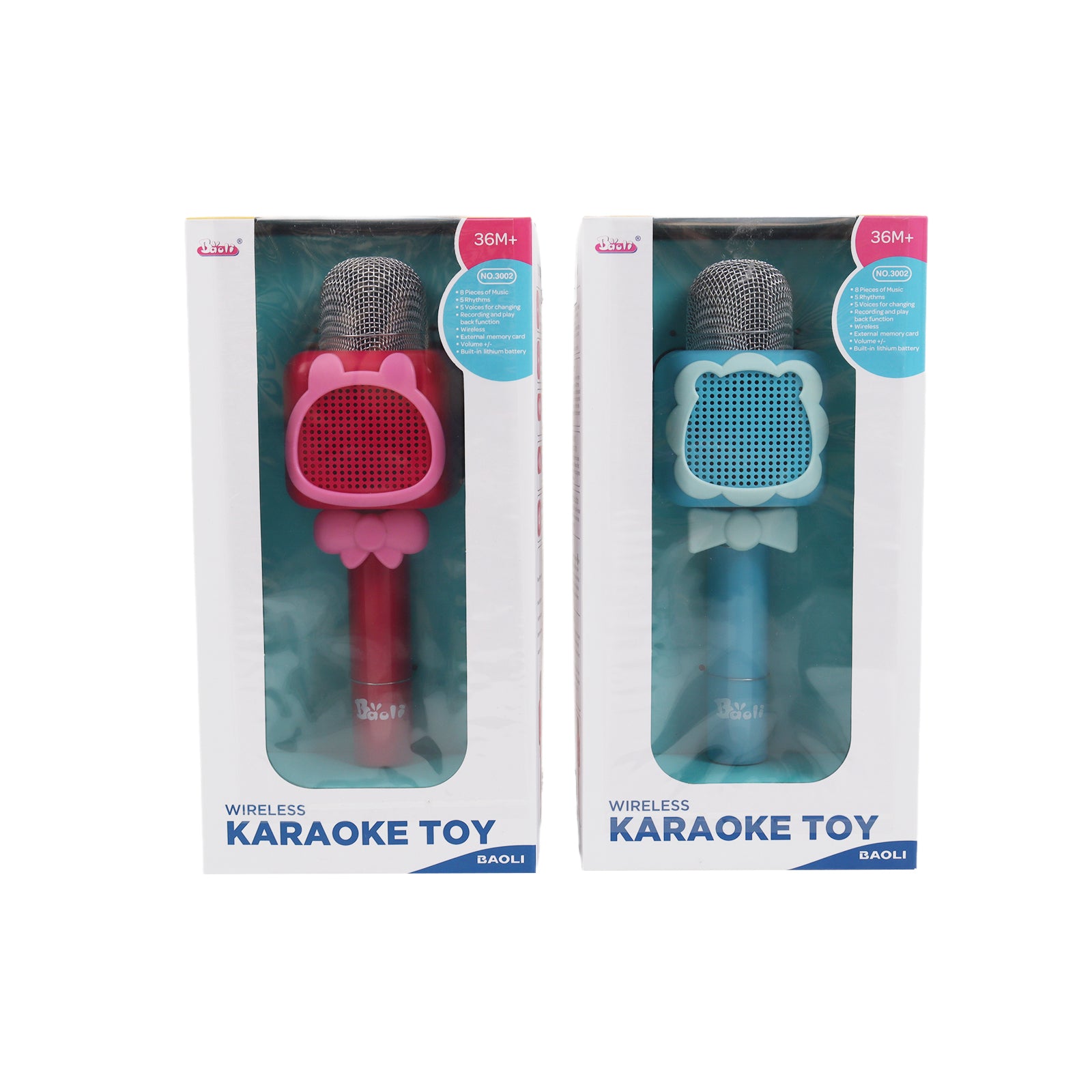 2x Kids Wireless Karaoke Microphones – Bluetooth Music Speaker Toy Set (Blue)