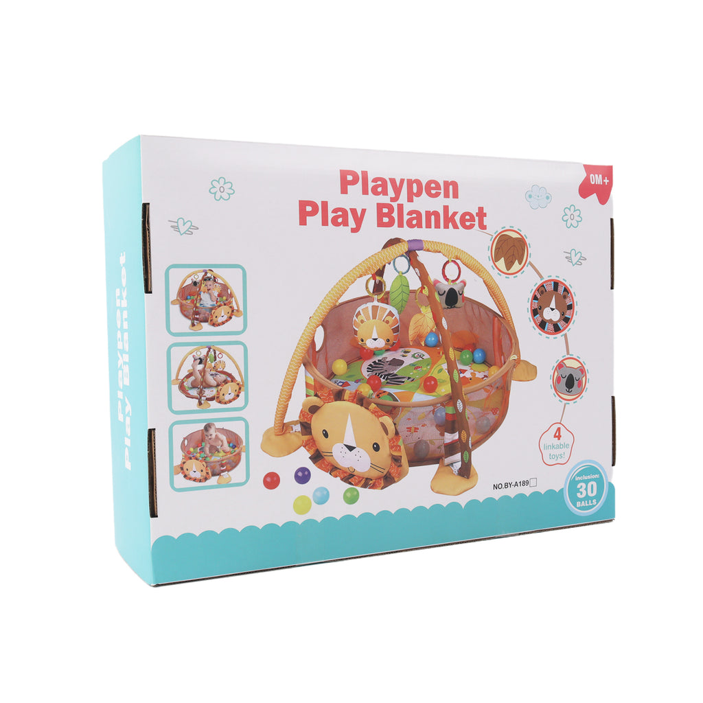 Kids 3 in 1 Lion Baby Soft Play Floor Mat Activity Fun Portable Gym Ball Pit