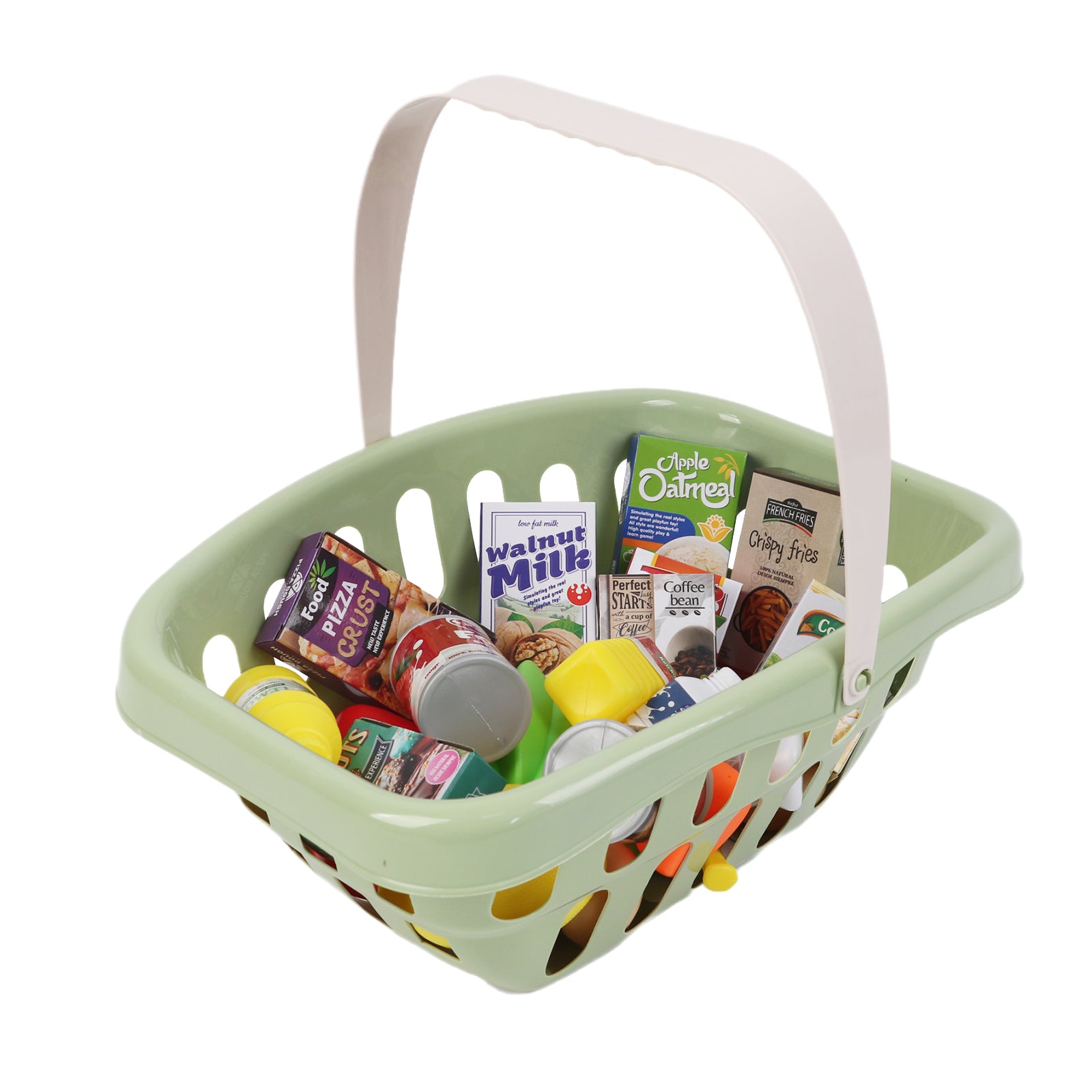 Kids Supermarket Grocery Cart Trolley Pretend Toy Set With Products 35 Pcs Green