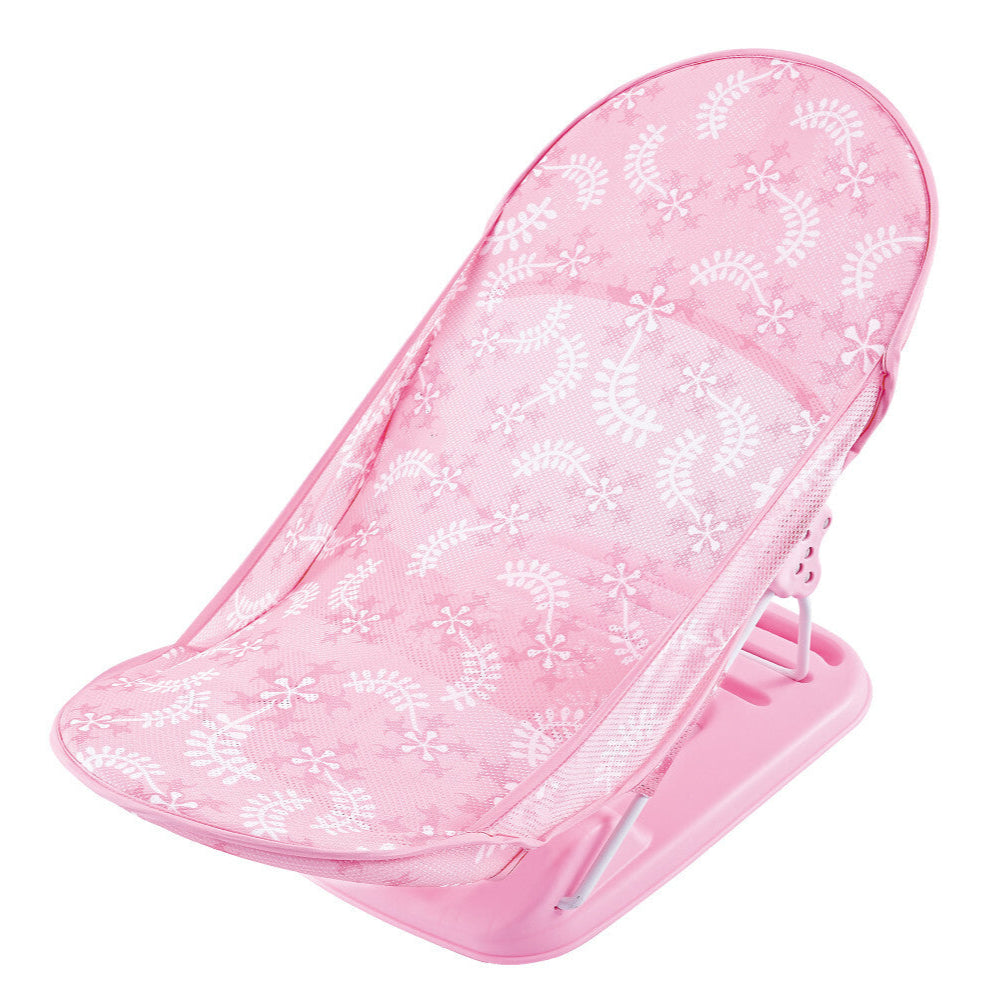 Baby Infant Bath Support Seat Foldable Adjustable Travel Baby Bather 0-12 Months (Pink)