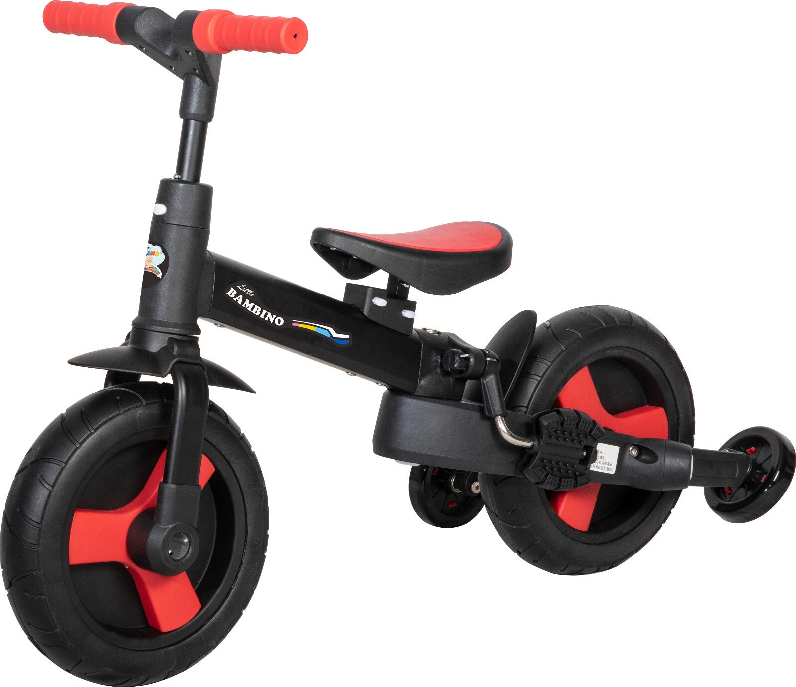Balance Bike 4-in-1 Parent Push Handle Trike, 4-1 Easy Assemble Foldable (Red)