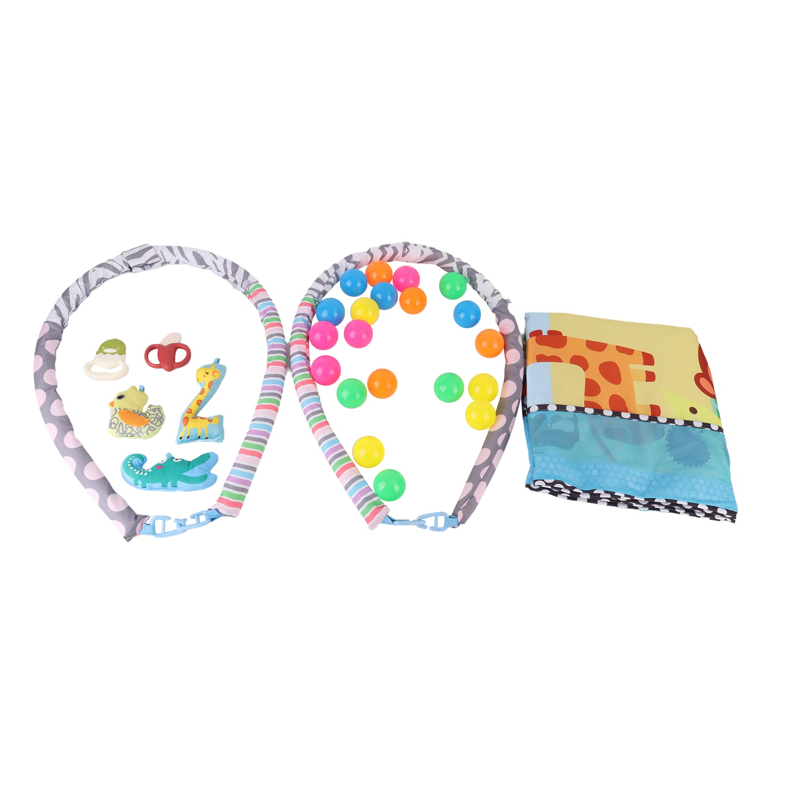 Kids 2 in 1 Foldable Baby Soft Play Floor Mat Activity Gym Fun Ball Pit Blue