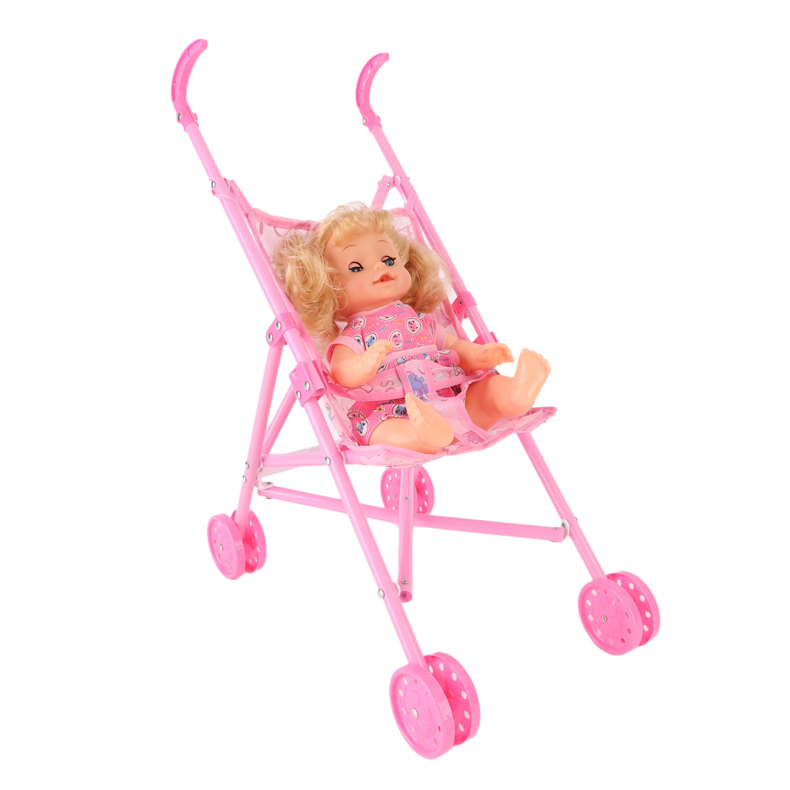 Baby Doll Stroller Set Toy Push Doll Nurturing Pretend Playset Girls Pink 14"