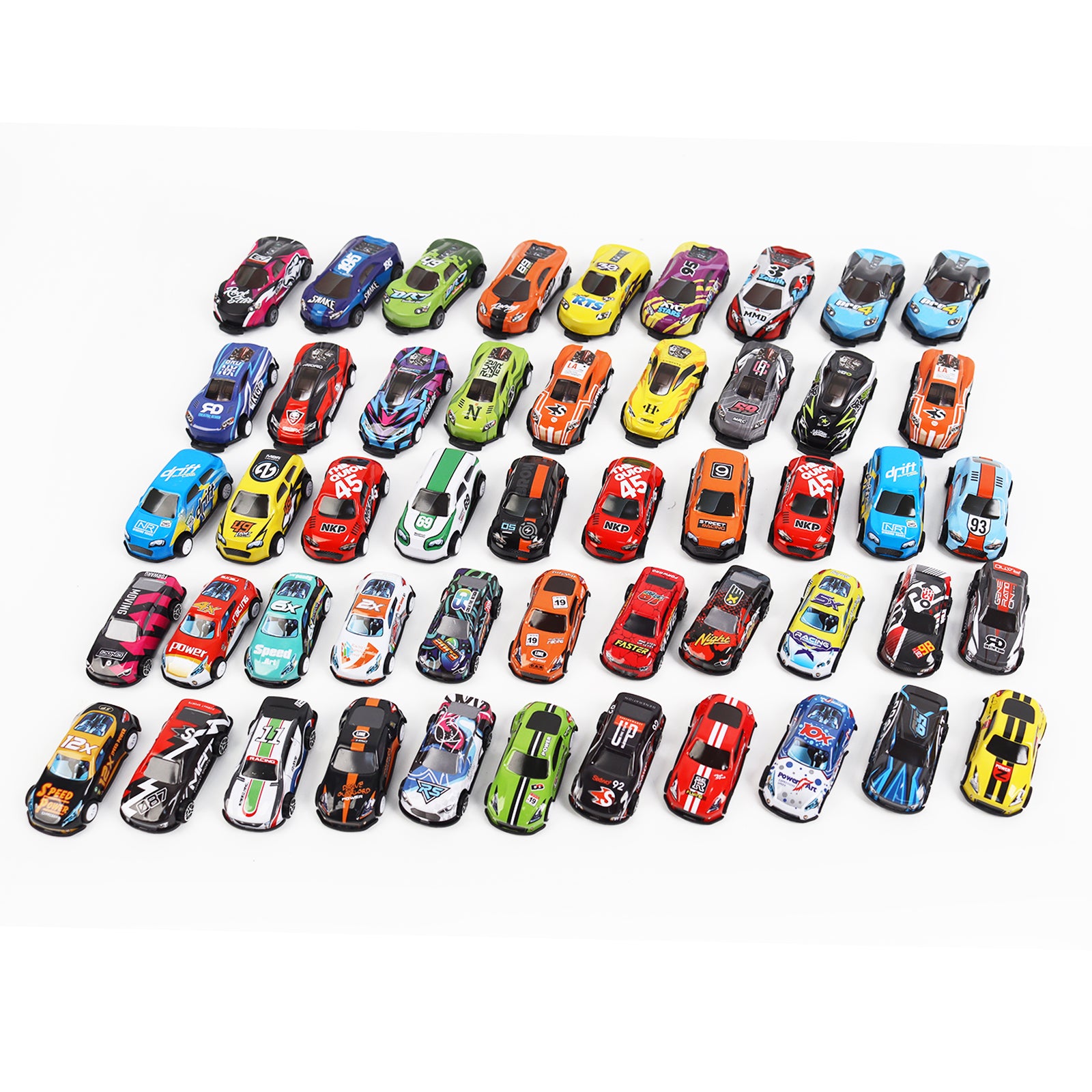 50 Pcs Metal Pull Back Racing Cars Die Cast Toy Set Mini Cars With Play Mat