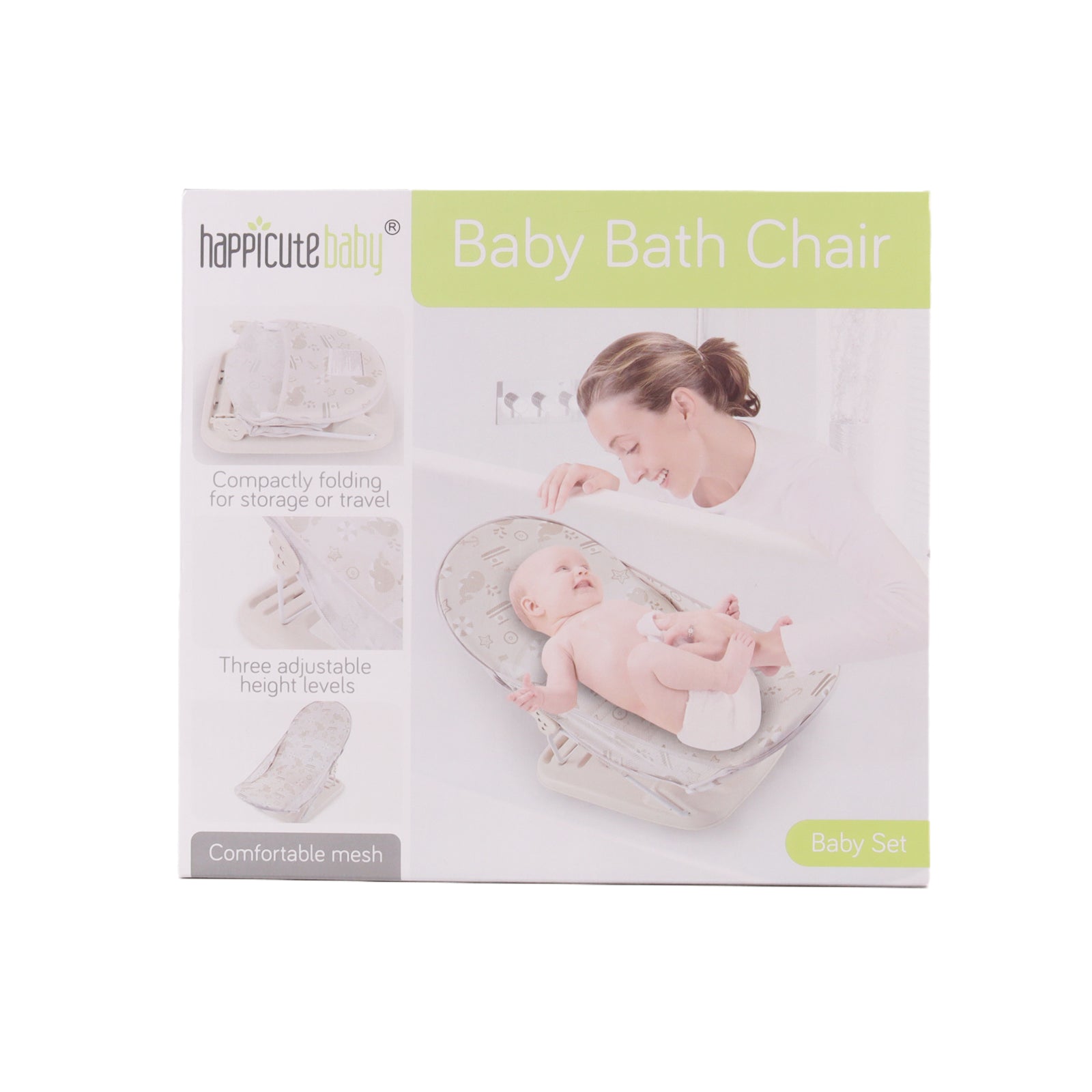 Baby Infant Bath Support Seat Foldable Adjustable Travel Baby Bather 0-12 Months (Neutral)