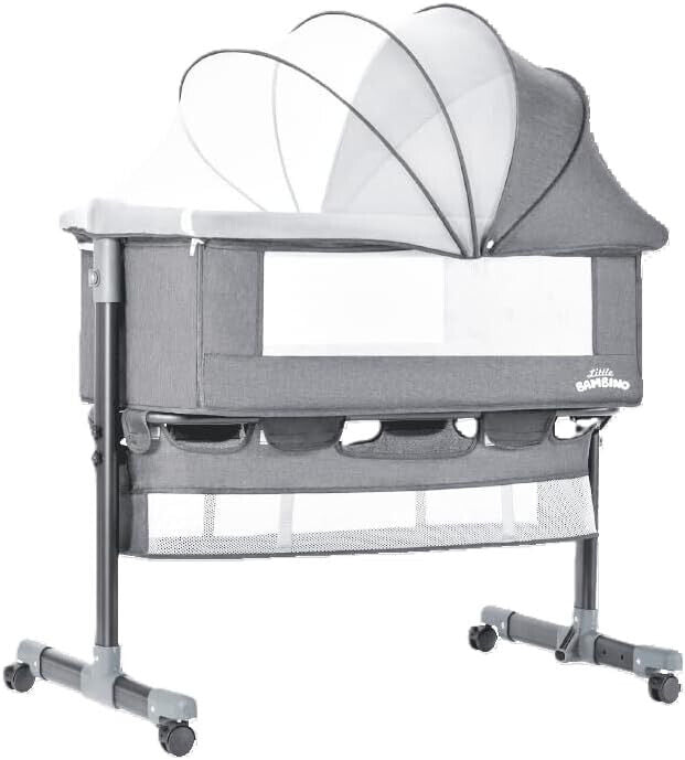 Bedside Crib for Baby Bassinet Sleeper with Wheels, Height Adjustable Tilts