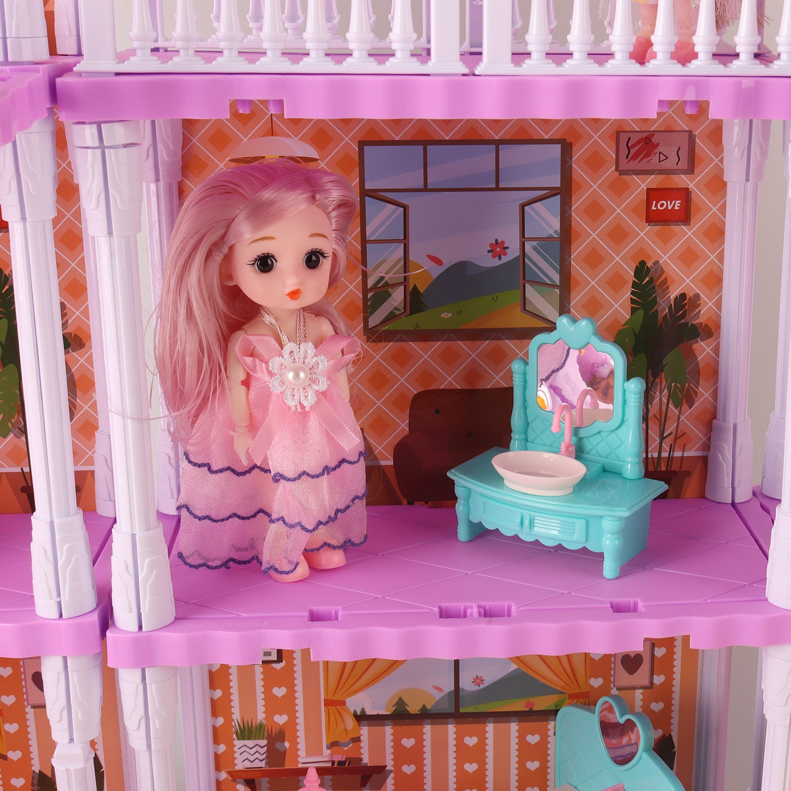 DIY Doll House With Furniture Accessories Mansion Playhouse Toy 3 Dolls 171 Pcs