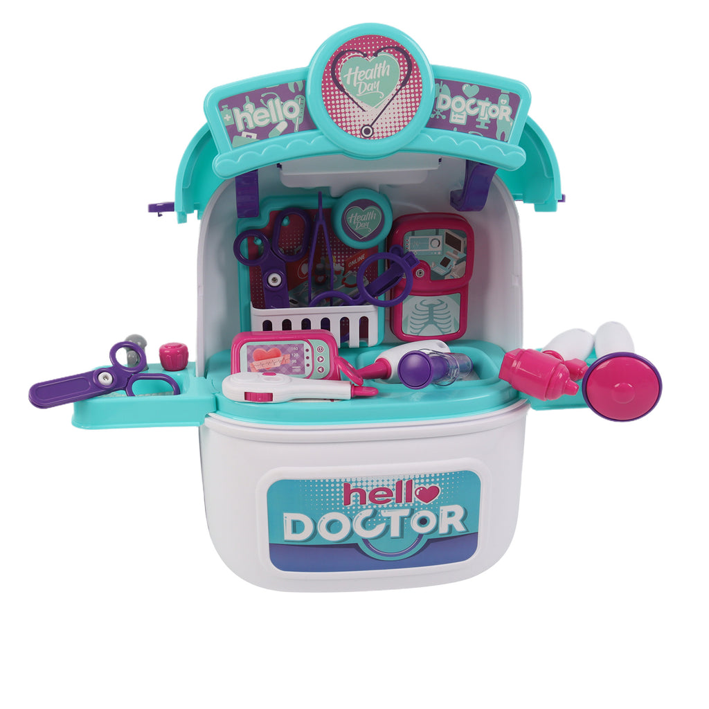 Kids Doctors Playset Portable Suitcase Medical Tools Pretend Role Play Toy Blue