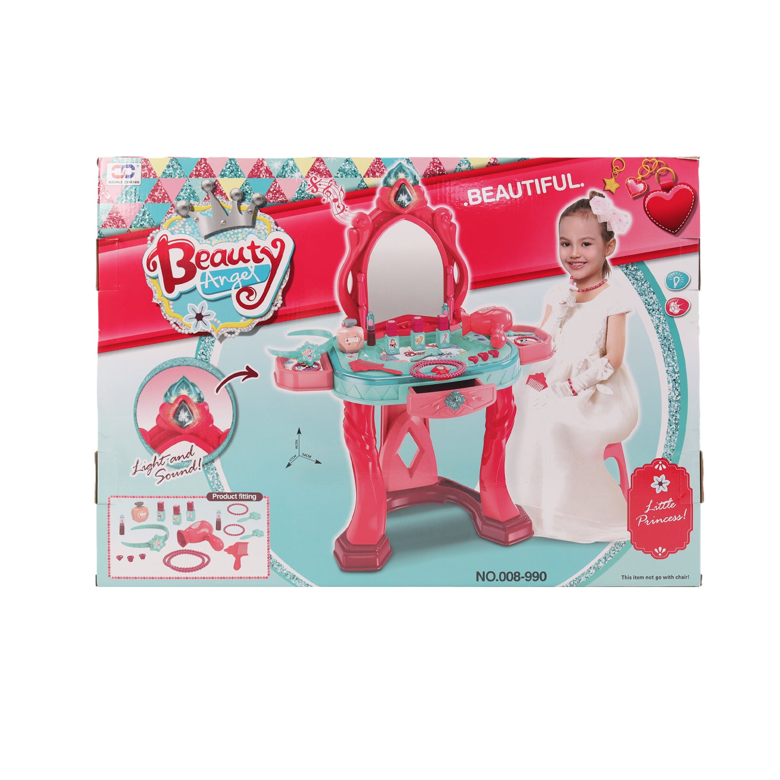 Girls Makeup Dressing Table Vanity Set Mirror Fashion Princess Pretend Play Pink