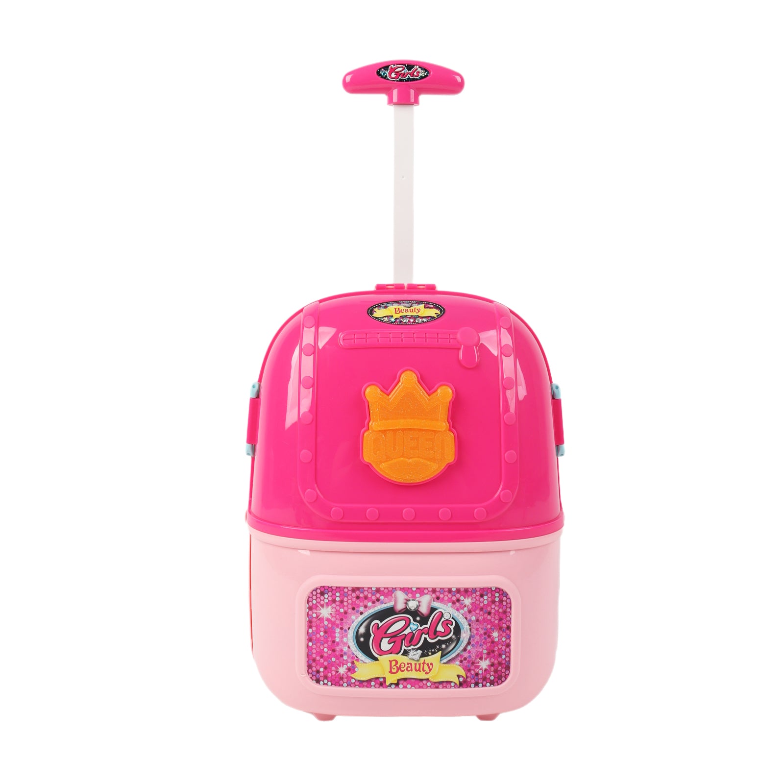Girls 2in1 Table Vanity Mirror Portable Rolling Case Set Pretend Play Toy Pink