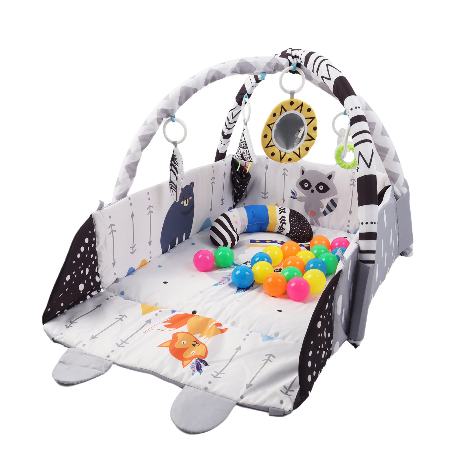 Kids 4 in 1 Bunny Foldable Baby Soft Play Floor Mat Activity Gym Fun Ball Pit