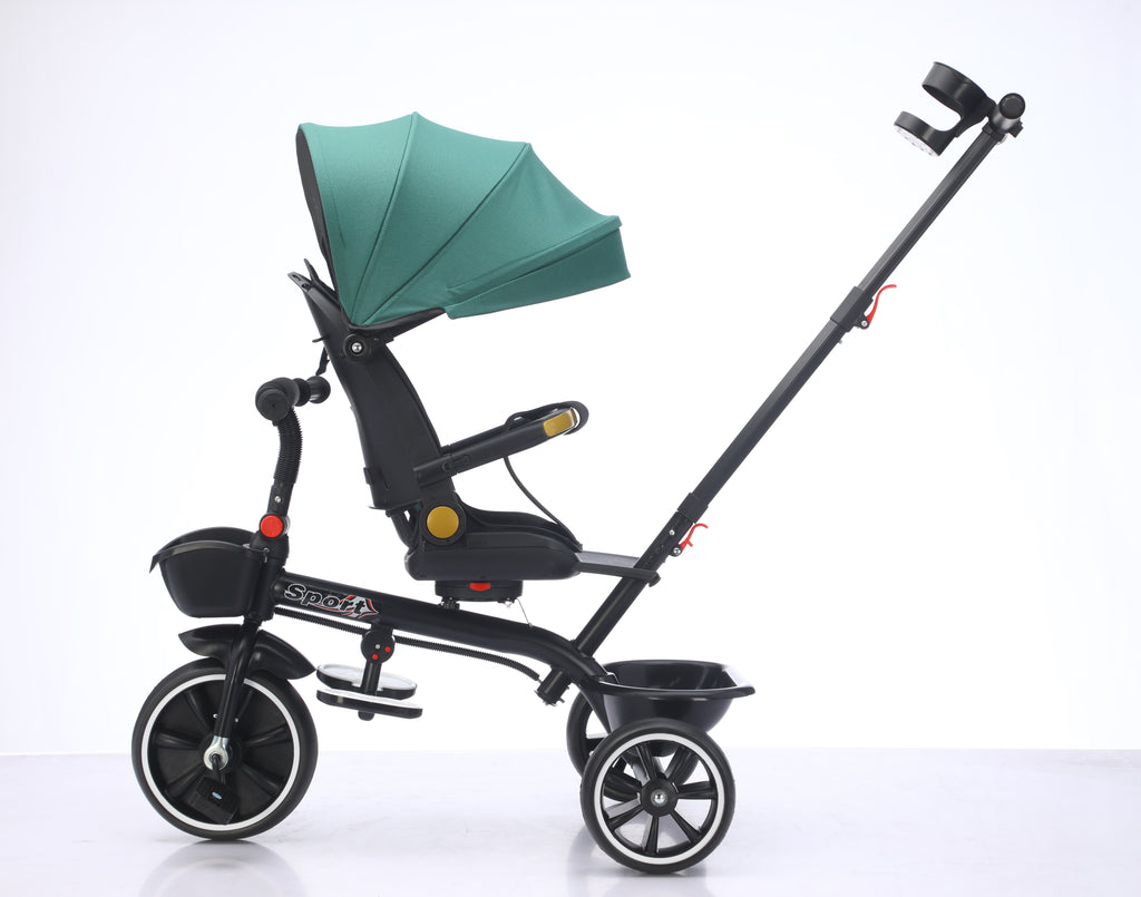 Baby Kids 5in1 Tricycle Bike Trike Stroller 3 Wheels Canopy Unassembled Green