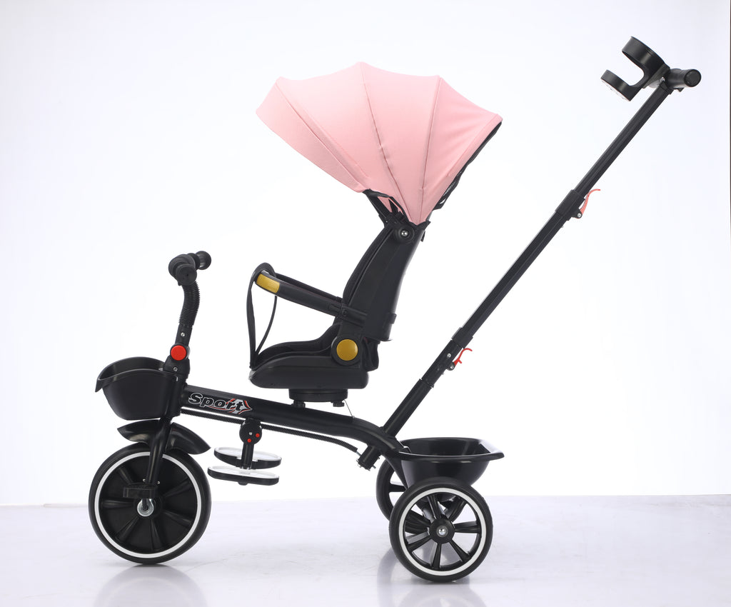 Baby Kids 5in1 Tricycle Bike Trike Stroller 3 Wheels Canopy Unassembled Pink