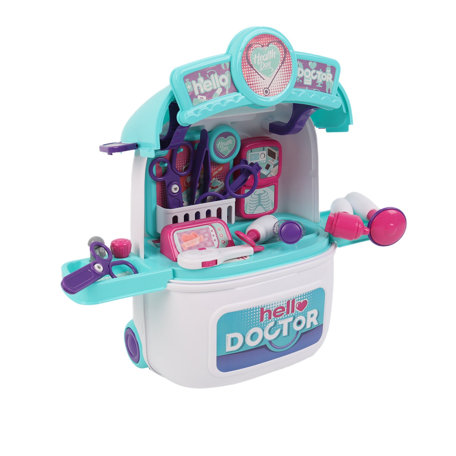 Kids Doctors Playset Portable Suitcase Medical Tools Pretend Role Play Toy Blue