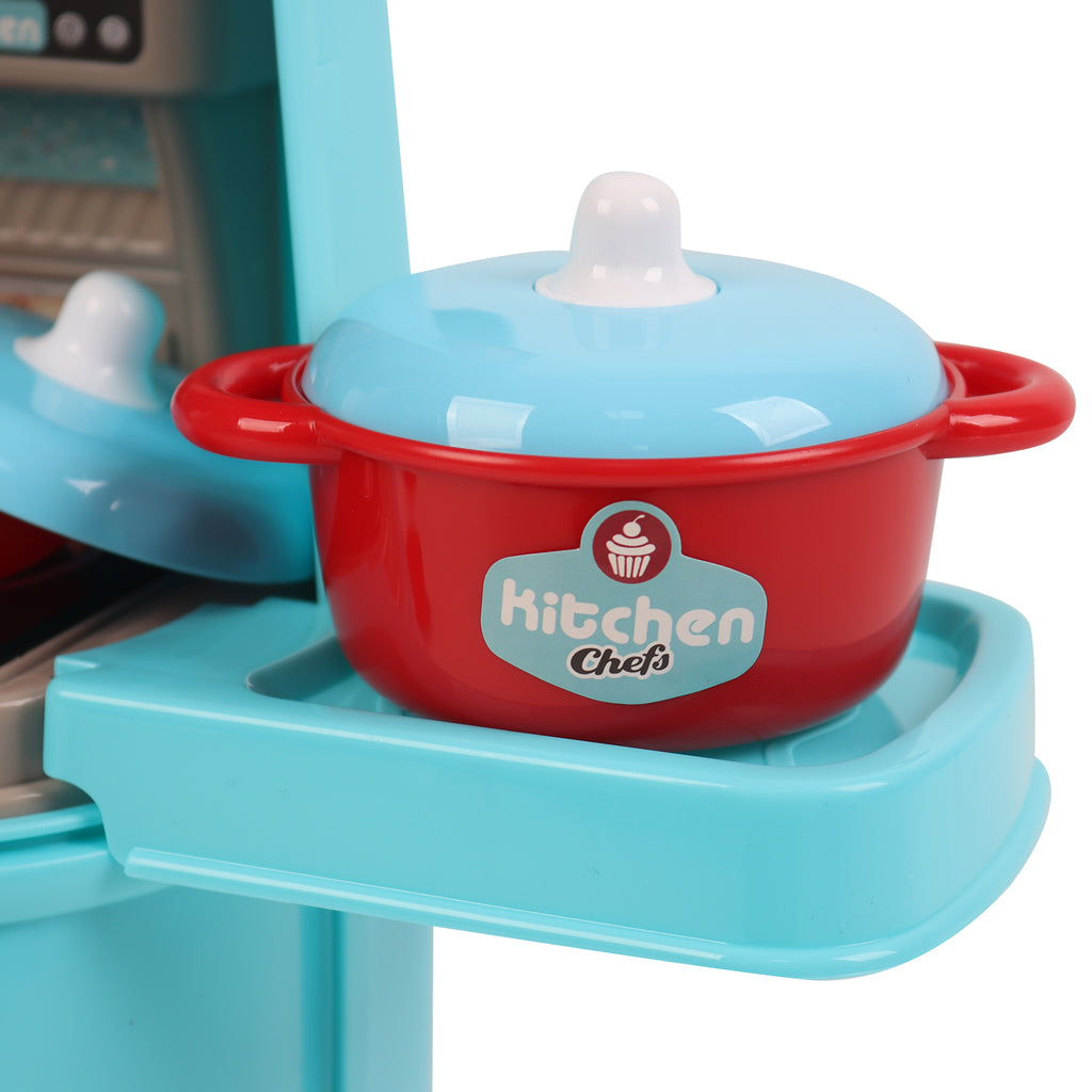 Kids Play Kitchen Set Portable Rolling Suitcase Cooking Pretend Play Toy