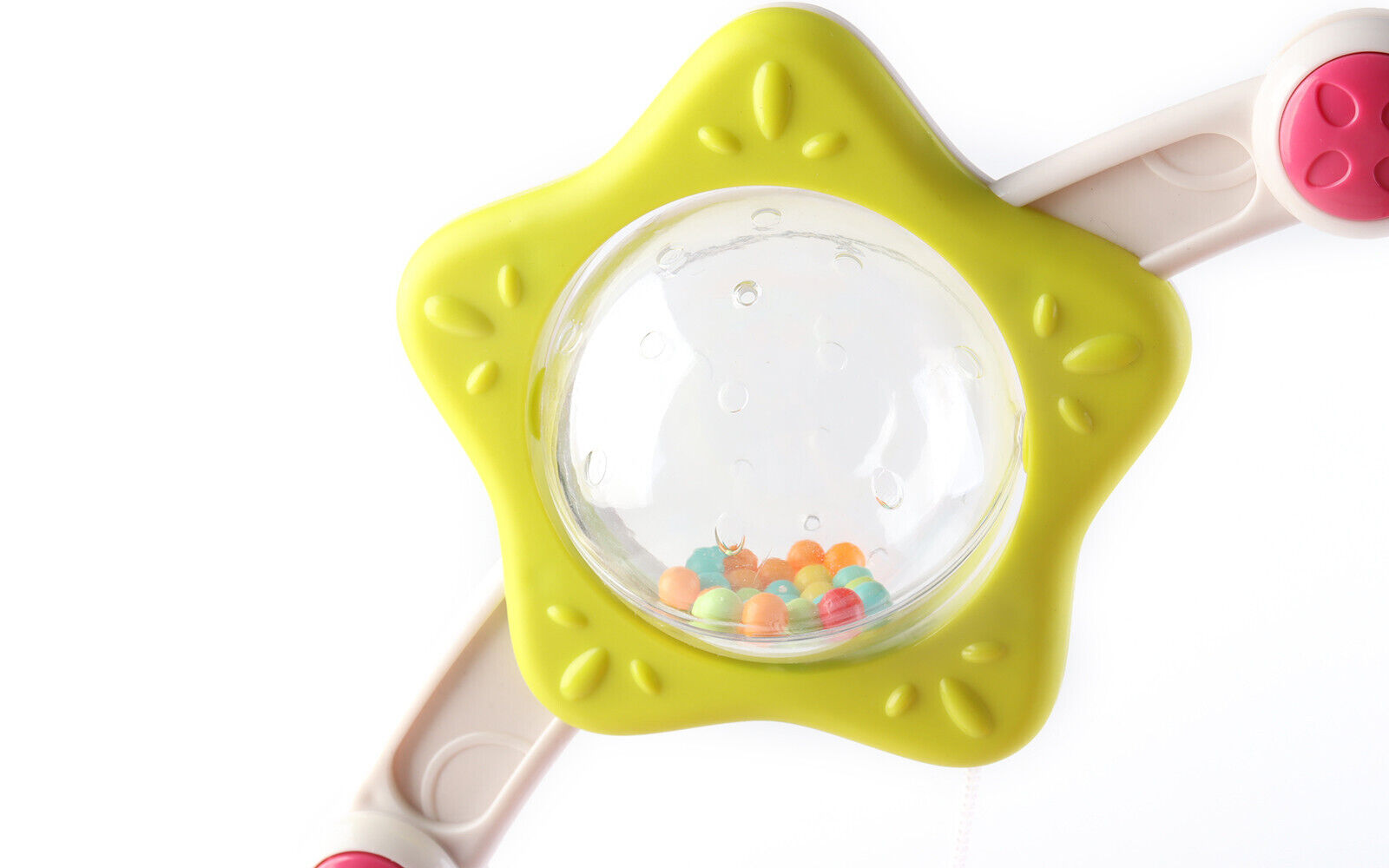 Baby Pram Play Arch Toy - Clip on Cot Activity Bar for Babies with Rattle Mirror
