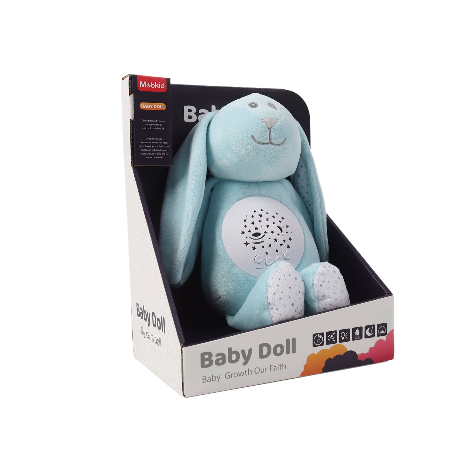 Baby Sleep Aid Plush, Night Light Projector with Starry Display and Soothing Sounds