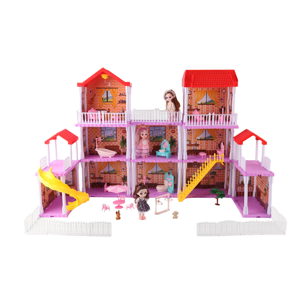 DIY Doll House With Furniture Accessories Mansion Playhouse Toy 3 Dolls 171 Pcs