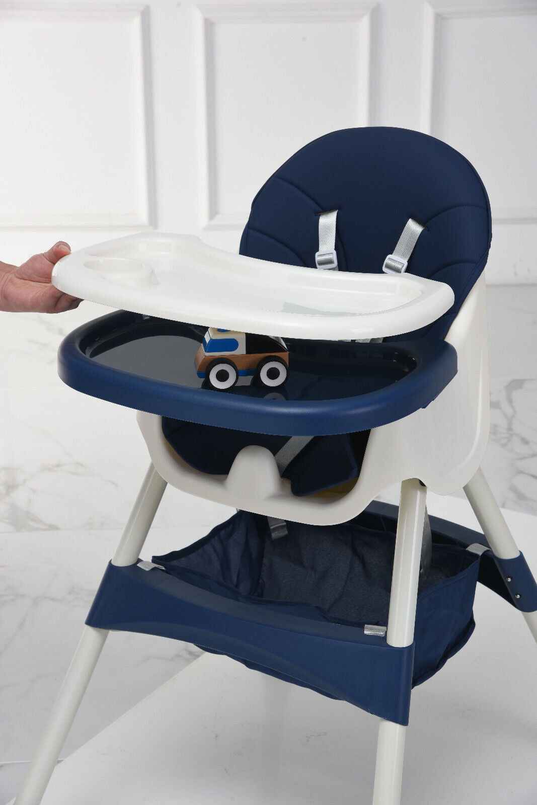 Baby Highchair foldable Adjustable 4-1 Infant Feeding Toddler Table Chair (Blue)