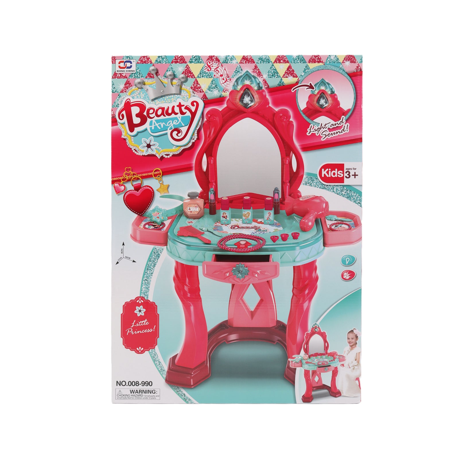 Girls Makeup Dressing Table Vanity Set Mirror Fashion Princess Pretend Play Pink