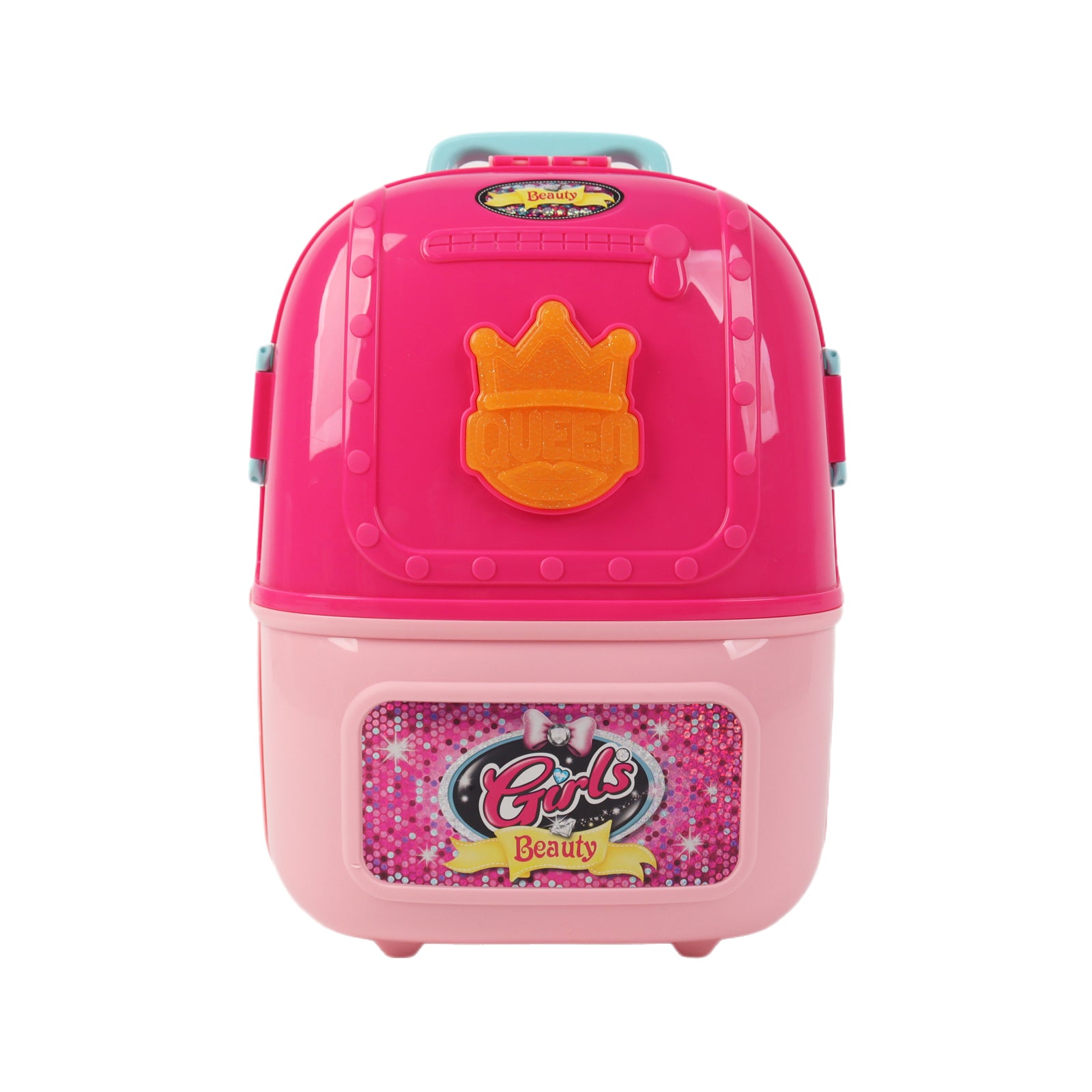 Girls 2in1 Table Vanity Mirror Portable Rolling Case Set Pretend Play Toy Pink
