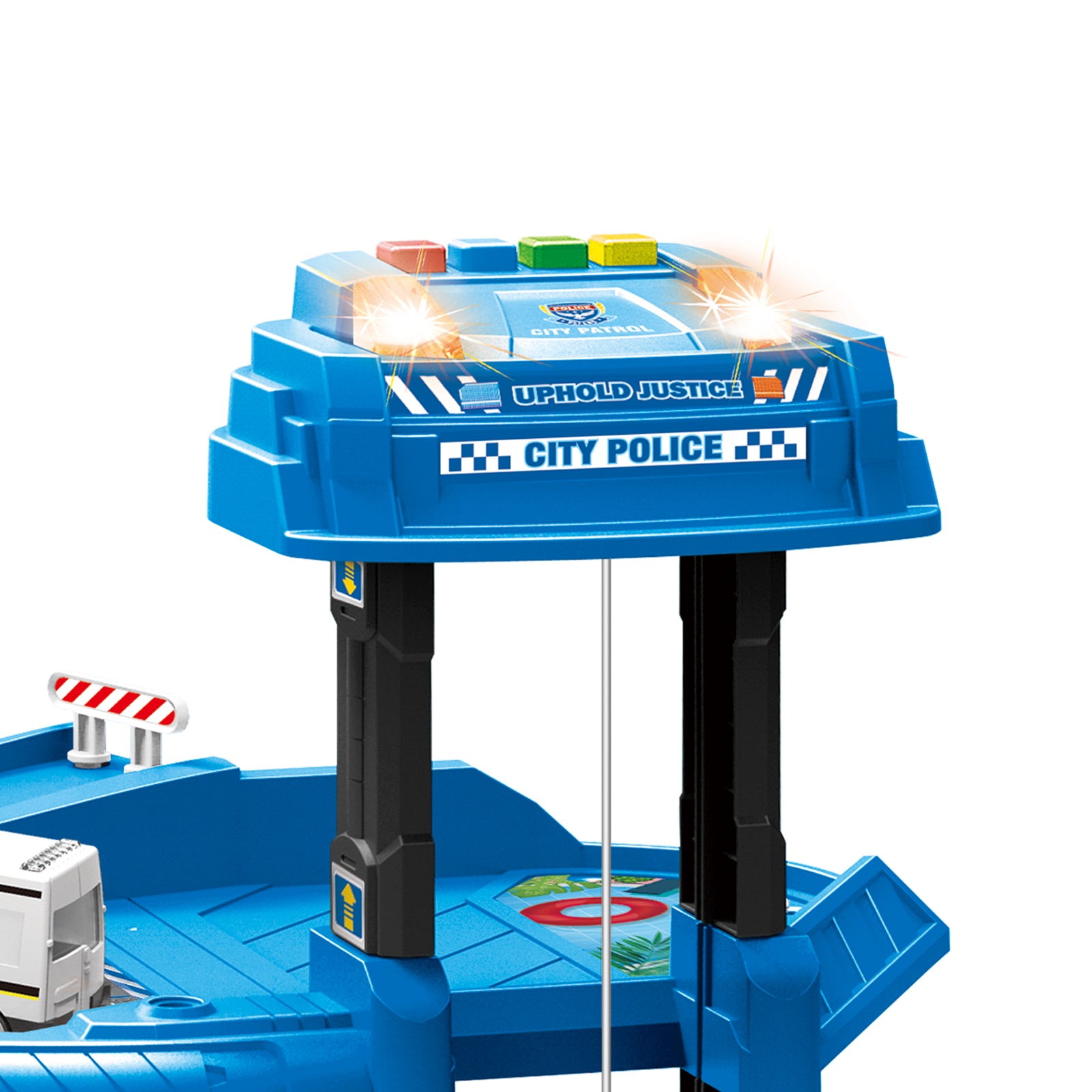 Kids Parking Garage Spiral Track 5 Levels Emergency Service Car Toy Set Play Mat