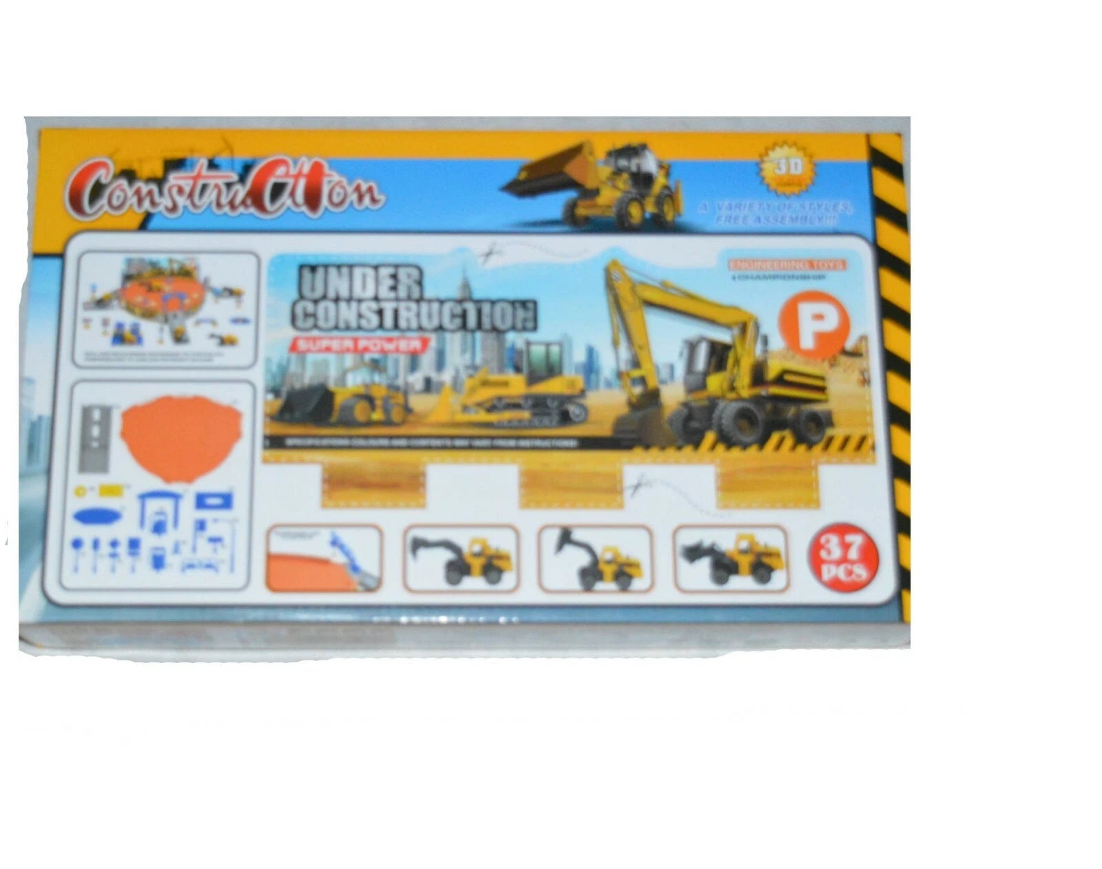 Kids Construction Play Set Parking Garage Diggers Bulldozer Truck Garage 37 PCS