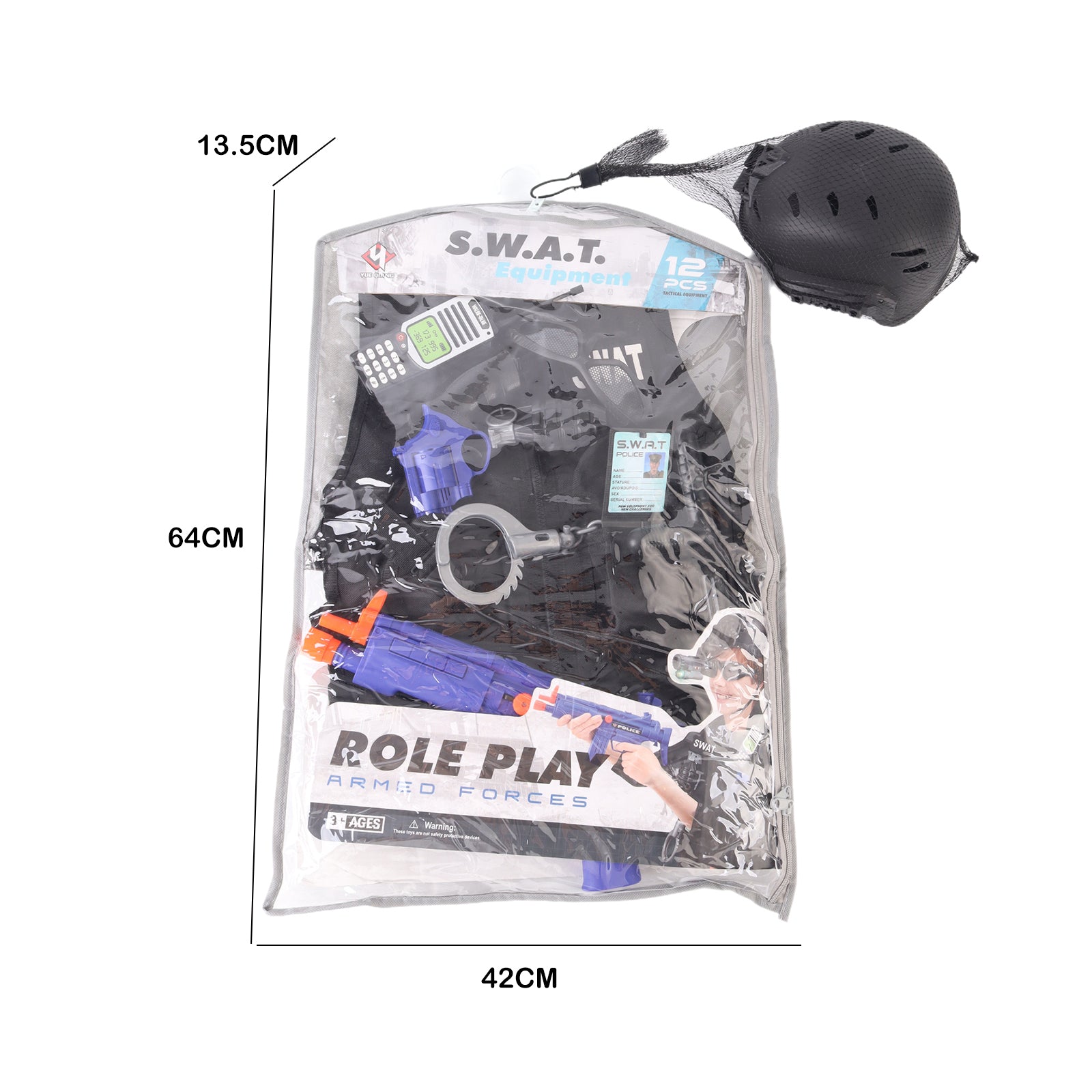 Kids SWAT Police Officer Costume Special Forces Pretend Role Play Outfit Toy Set