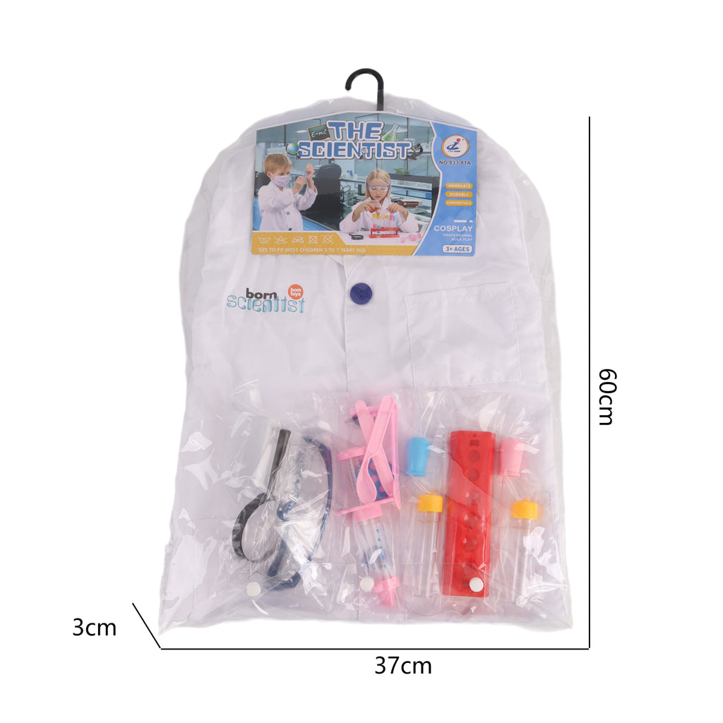 Kids Scientist Costume Lab Coat & Accessories Pretend Play Fancy Dress Outfit