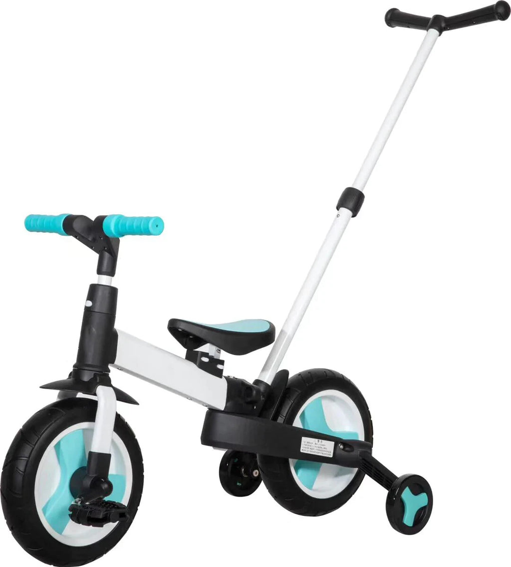 Balance Bike 4-in-1 Parent Push Handle Trike, 4-1 Easy Assemble Foldable (Blue)