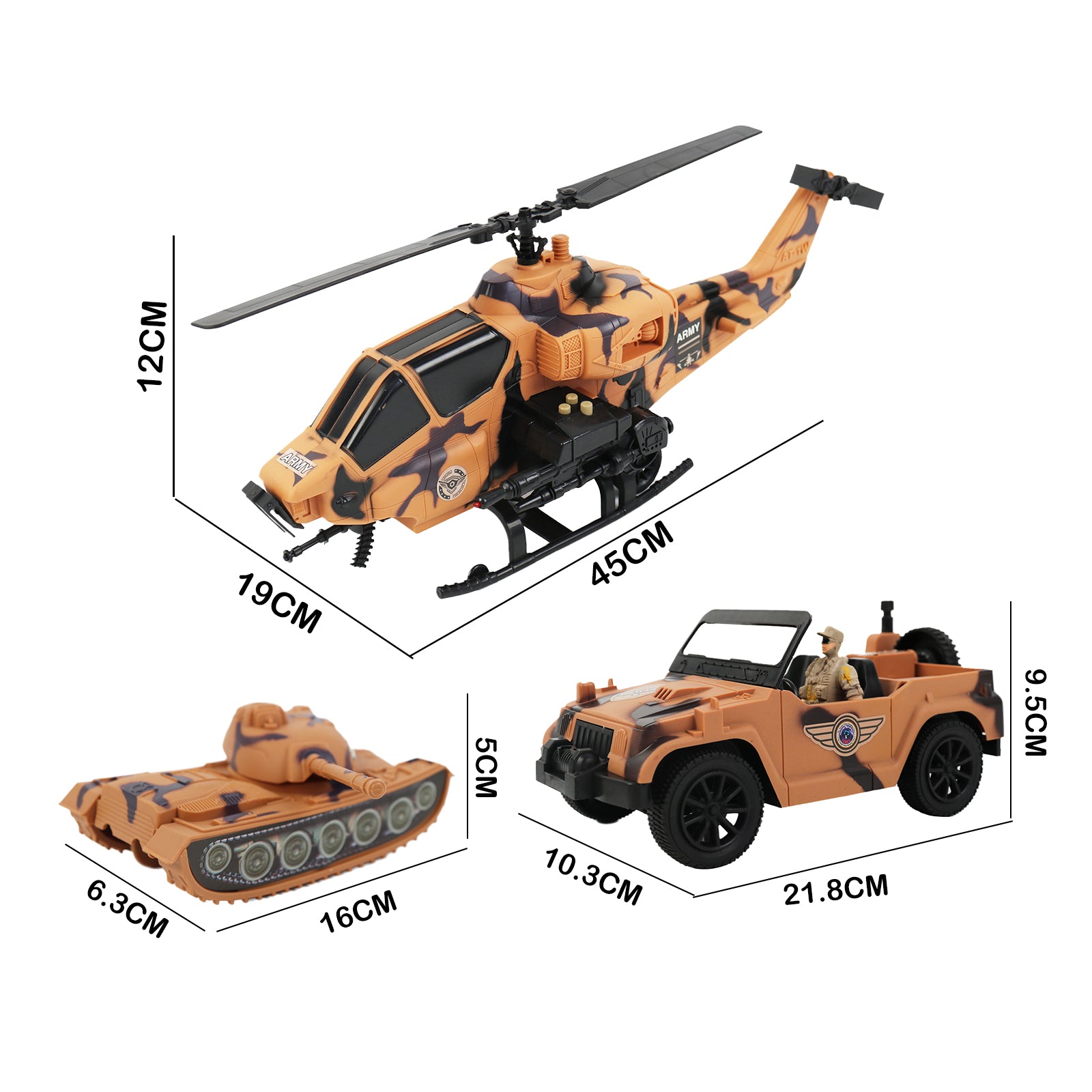 Military Base Set Toy Soldiers Helicopter Tank Jeep Action Figure Light & Sound