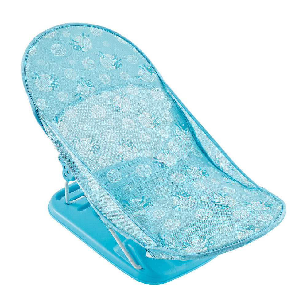 Baby Infant Bath Support Seat Foldable Adjustable Travel Baby Bather 0-12 Months (Blue)