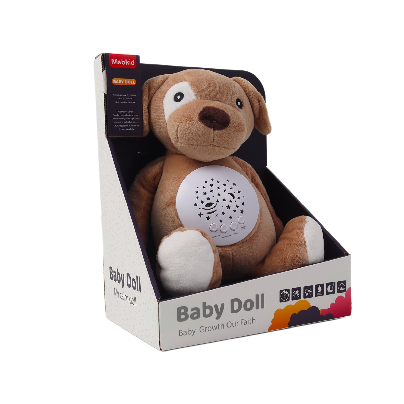 Baby Sleep Aid Plush, Night Light Projector with Starry Display and Soothing Sounds