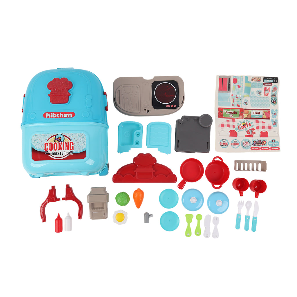 Kids Play Kitchen Set Portable Rolling Suitcase Cooking Pretend Play Toy