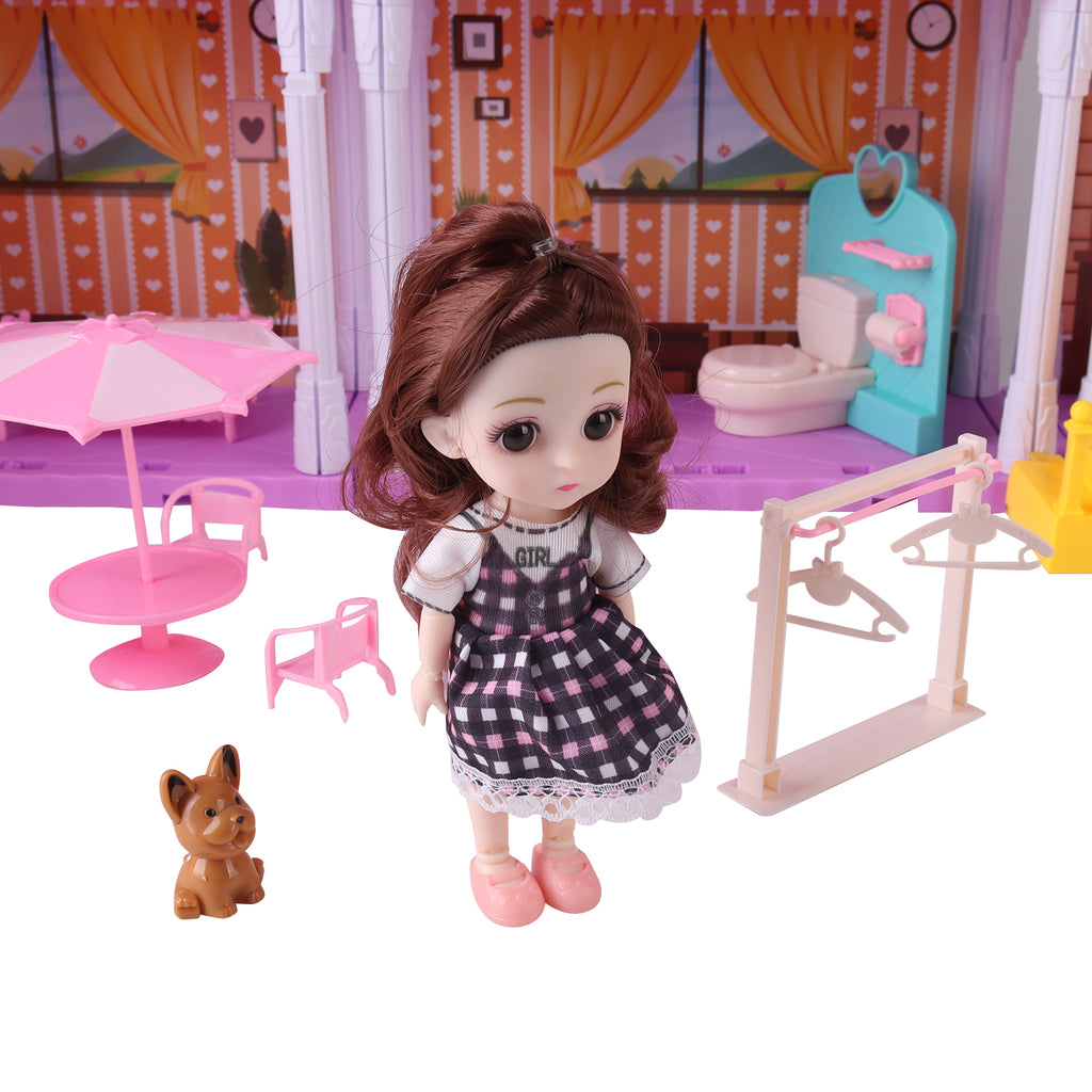 DIY Doll House With Furniture Accessories Mansion Playhouse Toy 3 Dolls 171 Pcs