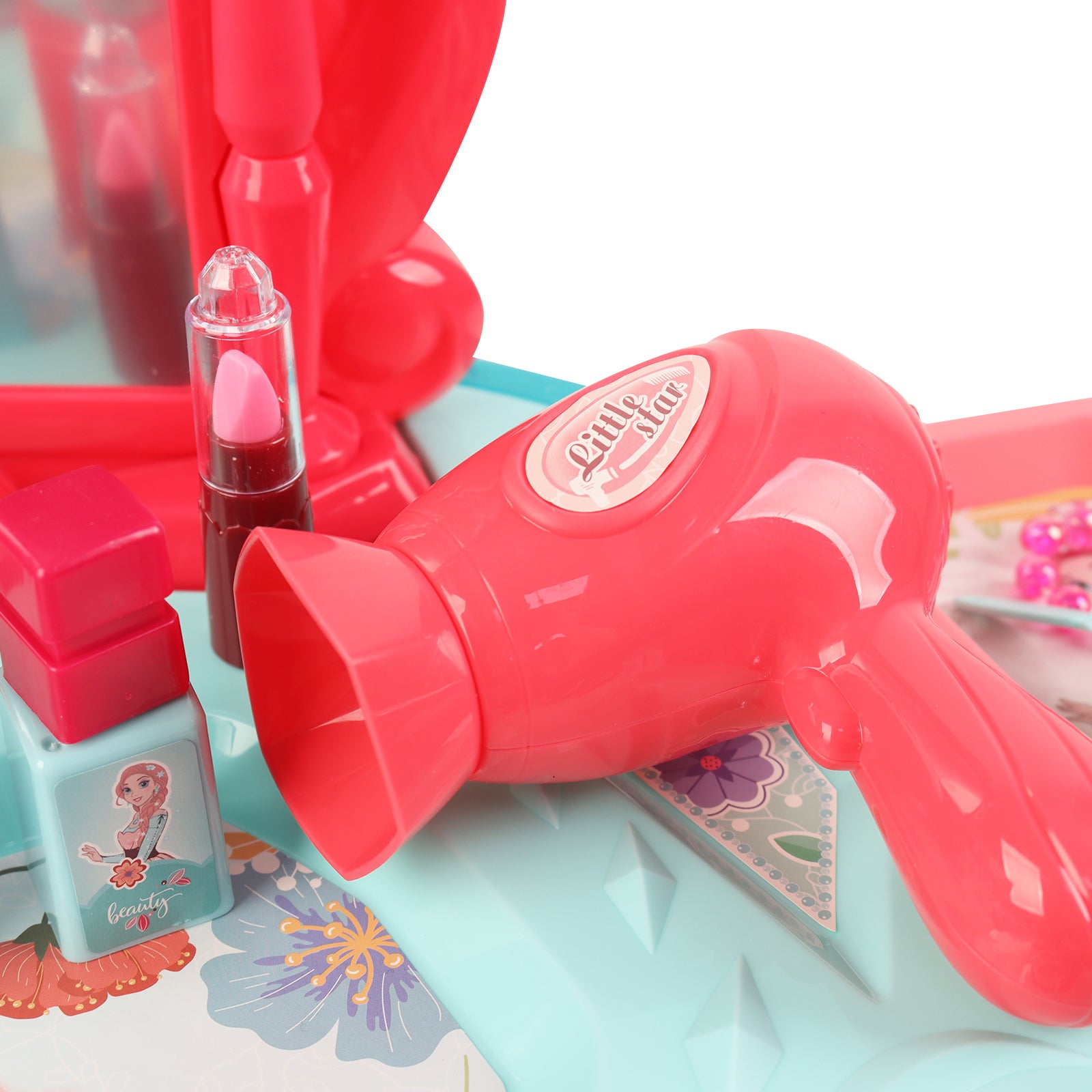 Girls Makeup Dressing Table Vanity Set Mirror Fashion Princess Pretend Play Pink