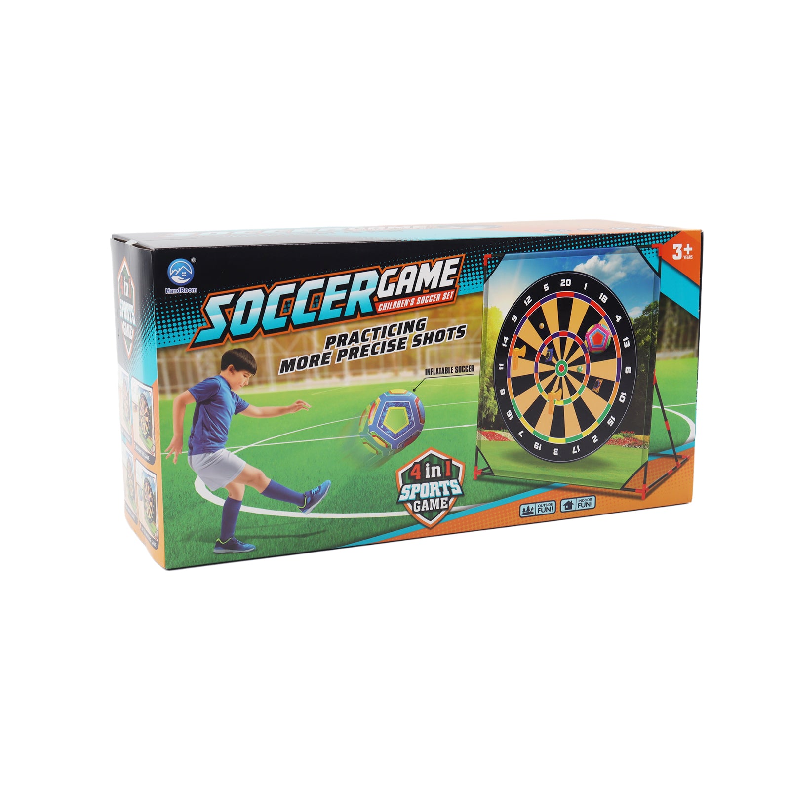 4-in-1 Giant Kids Target Game – Bullseye, Football, Golf & Axe Throwing Set
