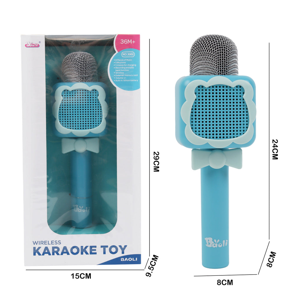 2x Kids Wireless Karaoke Microphones – Bluetooth Music Speaker Toy Set (Blue)
