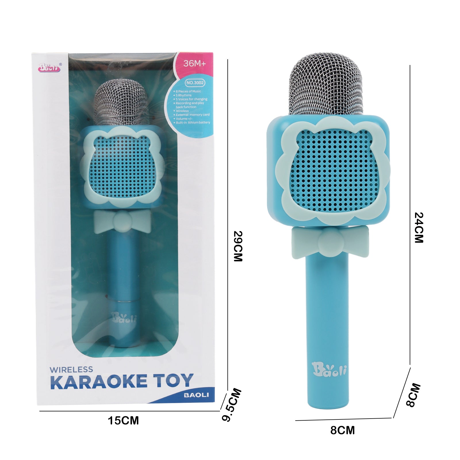 2x Kids Wireless Karaoke Microphones – Bluetooth Music Speaker Toy Set (Blue)