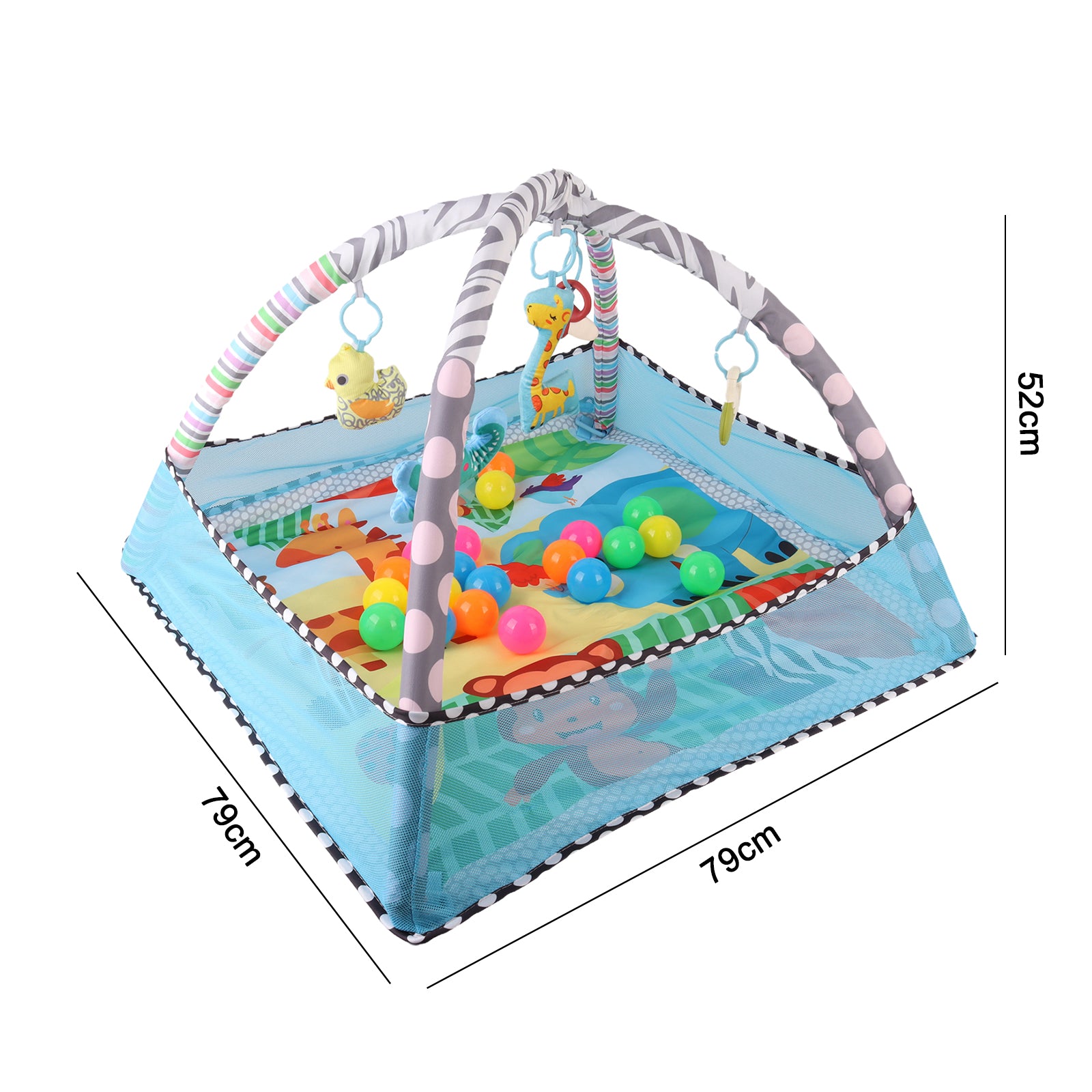 Kids 2 in 1 Foldable Baby Soft Play Floor Mat Activity Gym Fun Ball Pit Blue