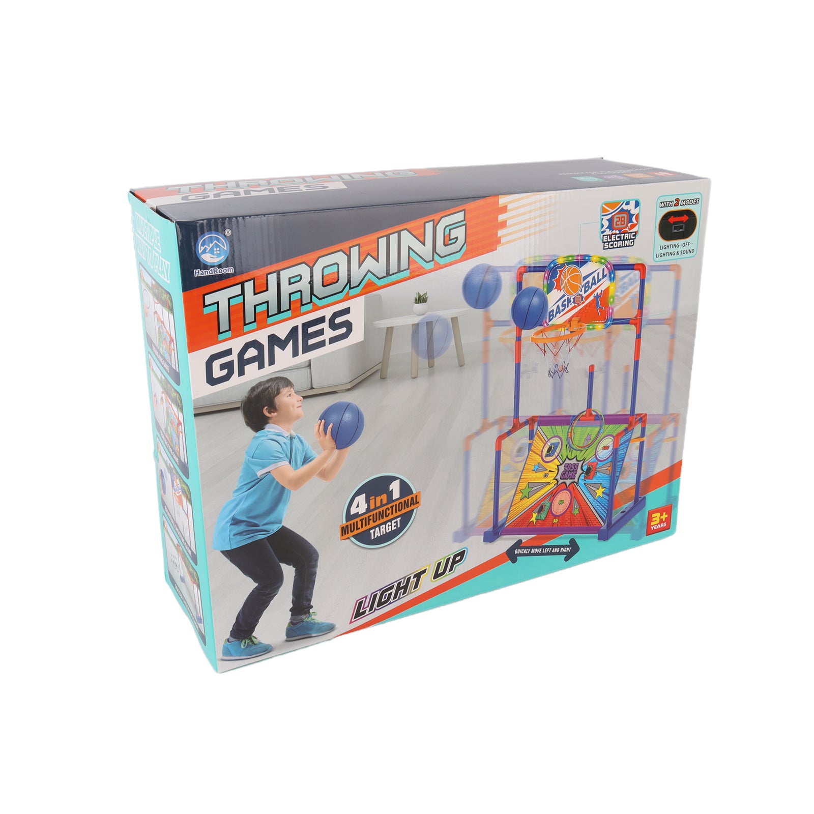 4-in-1 Kids Throwing Game Set – Basketball Hoop, Bean Bag Toss & Football Fun