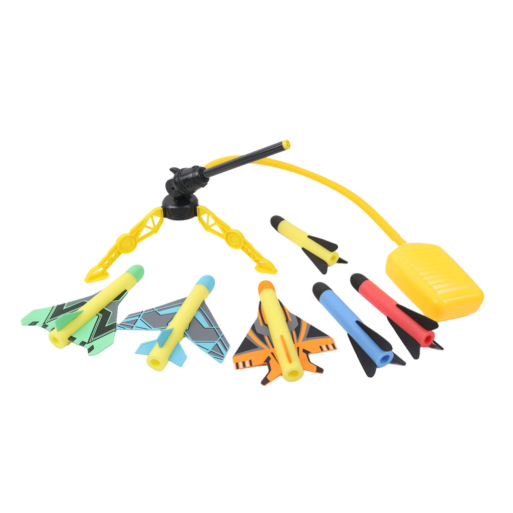 6pcs Foam Rocket Launcher Toy Kids Outdoor Garden Game with Rockets & Planes