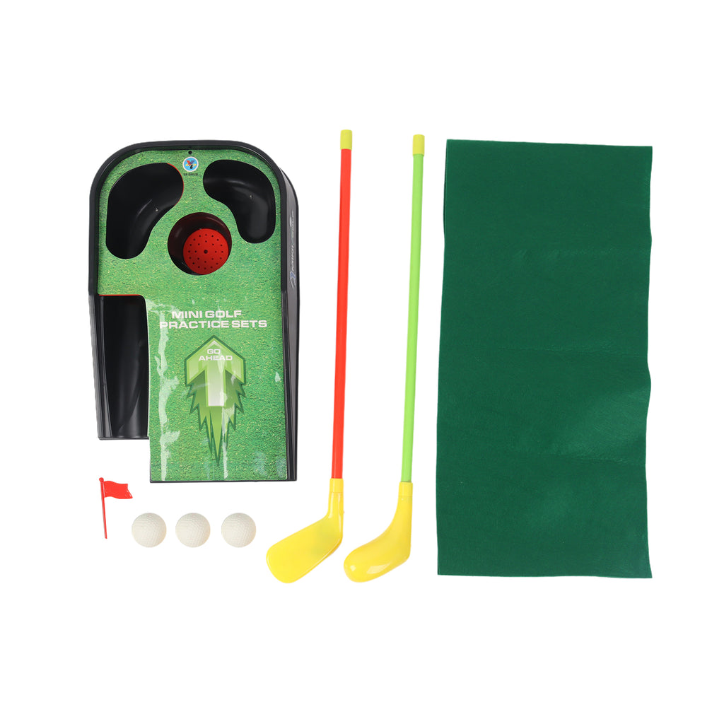 Kids Mini Golf Practice Putting Green Toy Set Lights Sound Game Mat Indoor Sport