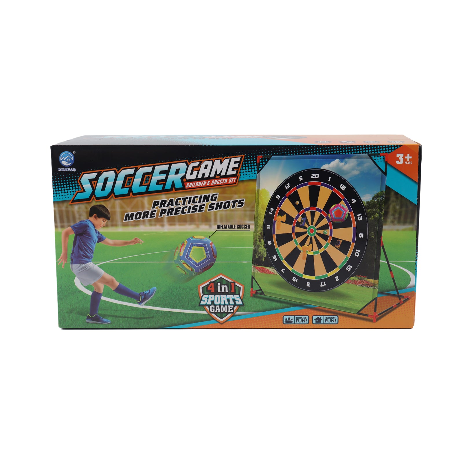 4-in-1 Giant Kids Target Game – Bullseye, Football, Golf & Axe Throwing Set