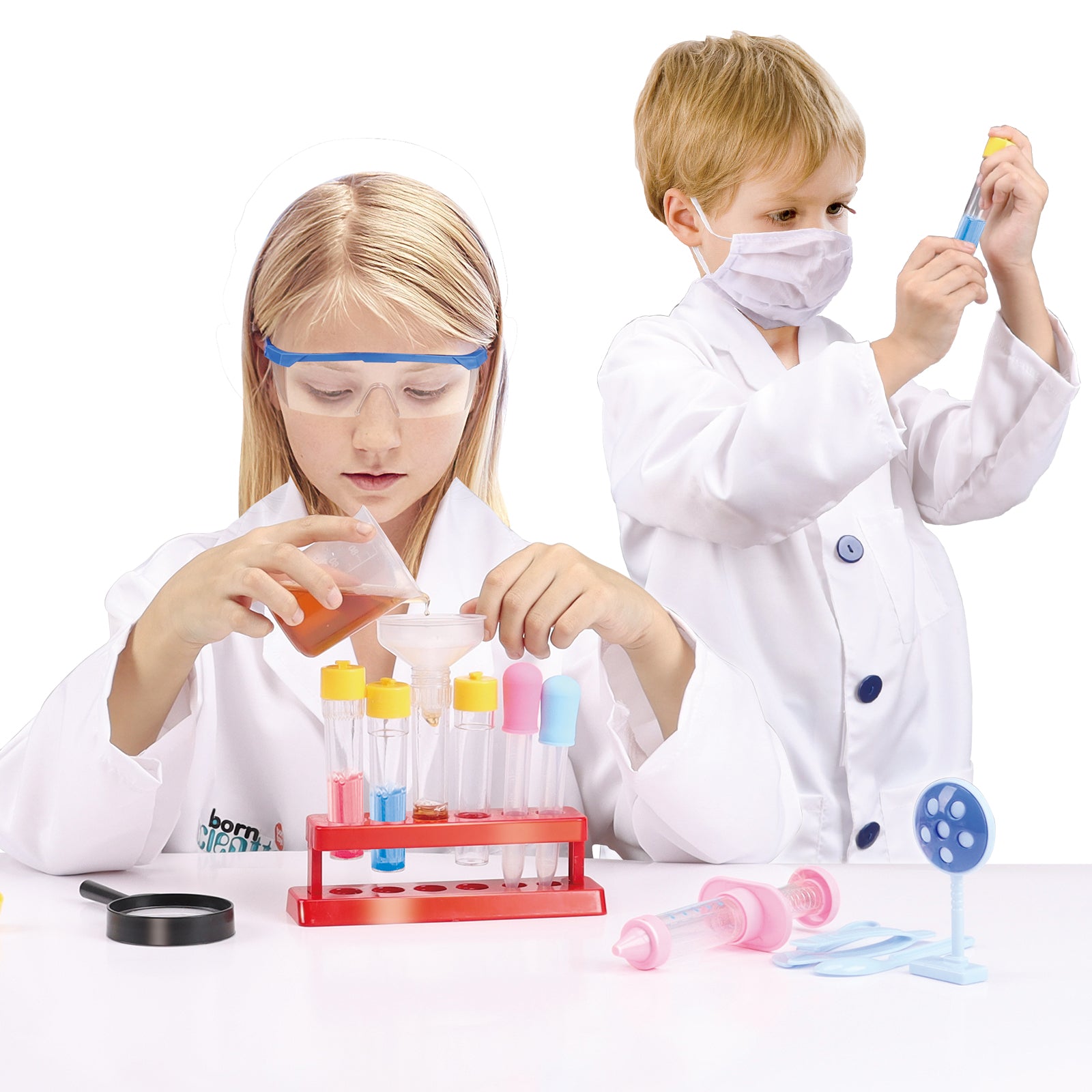 Kids Scientist Costume Lab Coat & Accessories Pretend Play Fancy Dress Outfit